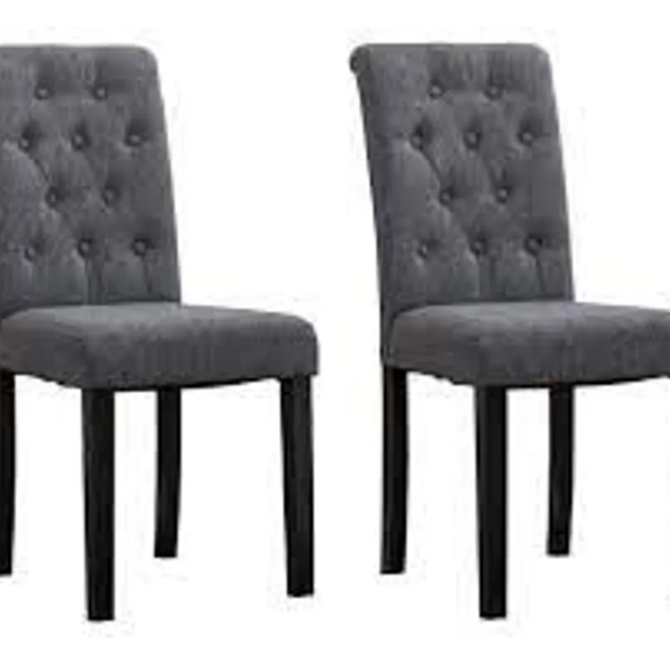 BOXED PAIR OF FABIO FABRIC DINING CHAIRS GREY (1 BOX)