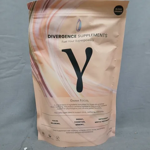 BOX OF APPROXIMATELY 8 PACKS OF DIVERGENCE SUPPLEMENTS - GAMMA FOCUS (540G) - BLOOD ORANGE FLAVOUR - COLLECTION ONLY