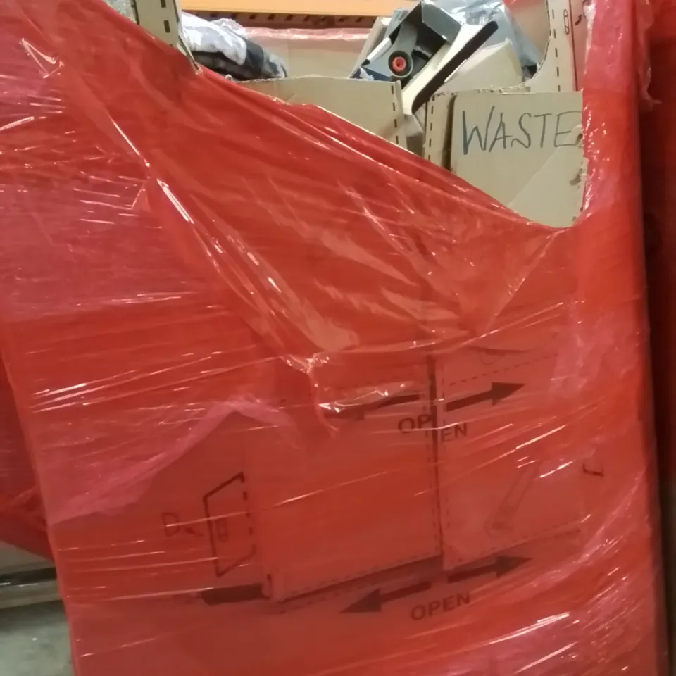 PALLET OF ASSORTED HOUSEHOLD GOODS AND PRODUCTS TO INCLUDE;AREA RUG,SPRINKLER,LAWN MOWER