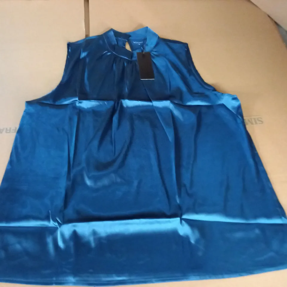 BRAND NEW KINTSUGI WOMENS TEAL SLEEVELESS TOP WITH MAGNETIC FASTENING - 12