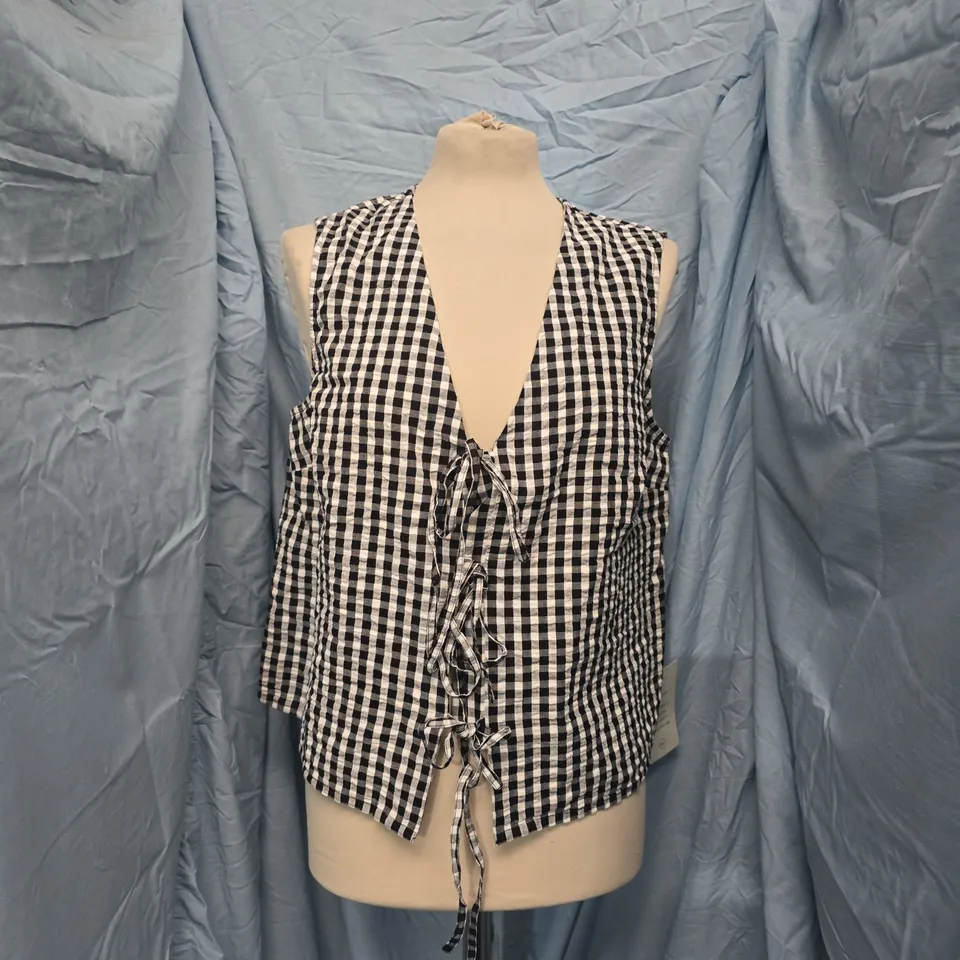 nobody's child tessa top in black check size uk 12