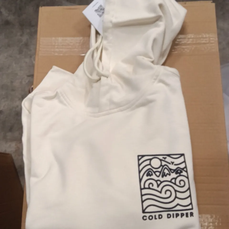 BOX OF BRAND NEW BRASS MONKEY HOODIES - OFF WHITE SIZE SMALL APPROXIMATELY 11