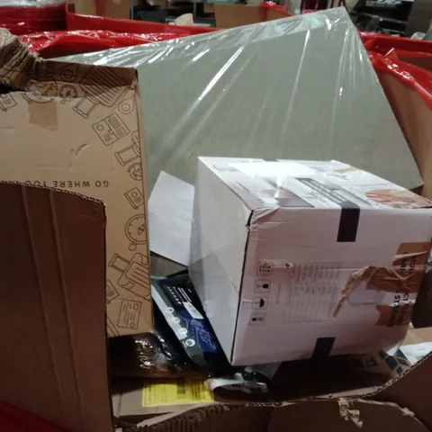 PALLET OF ASSORTED HOUSEHOLD GOODS AND PRODUCTS TO INCLUDE; SUITCASE,GARMENT STREAMER,HOLE PUNCHER