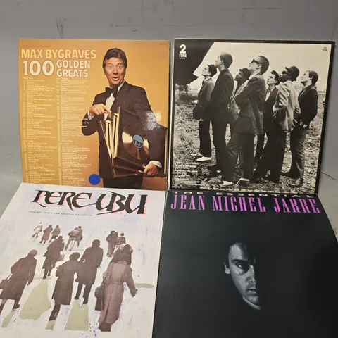 BOX OF APPROXIMATELY 9 ASSORTED VINYL'S TO INCLUDE - THE ESSENTIAL JEAN MICHEL JARRE , PEREUBU ETC