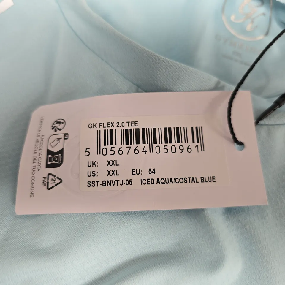 GYMKING GK FLEX 2.0 TEE – ICED AQUA/COASTAL BLUE, UK XXL