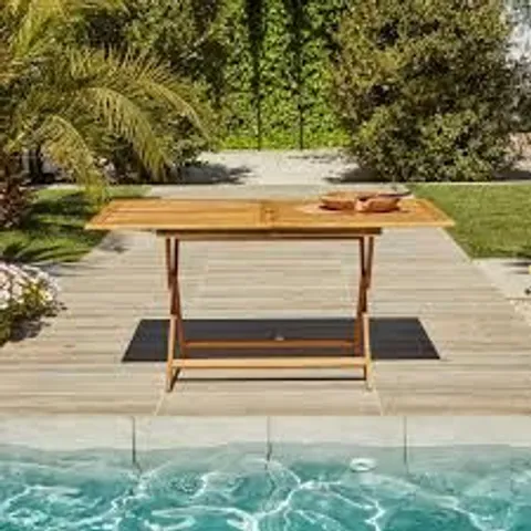 BOXED LAURA JAMES ASHBY 120CM RECTANGULAR FOLDING TABLE - NATURAL ACACIA (1 BOX)