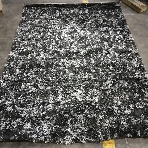 GEYER GREY BLACK SHAGGY RUG SOFT FLUFFY DEEP PILE APPROXIMATELY 225X160CM