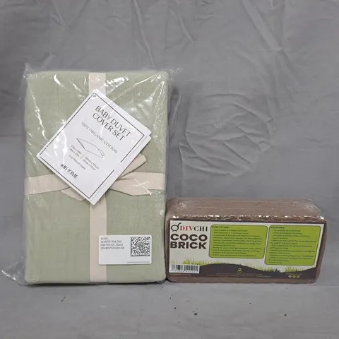 BOX OF APPROXIMATELY 10 ASSORTED HOUSEHOLD ITEMS TO INCLUDE COCO BRICK, BABY DUVET COVER SET, ETC - COLLECTION ONLY
