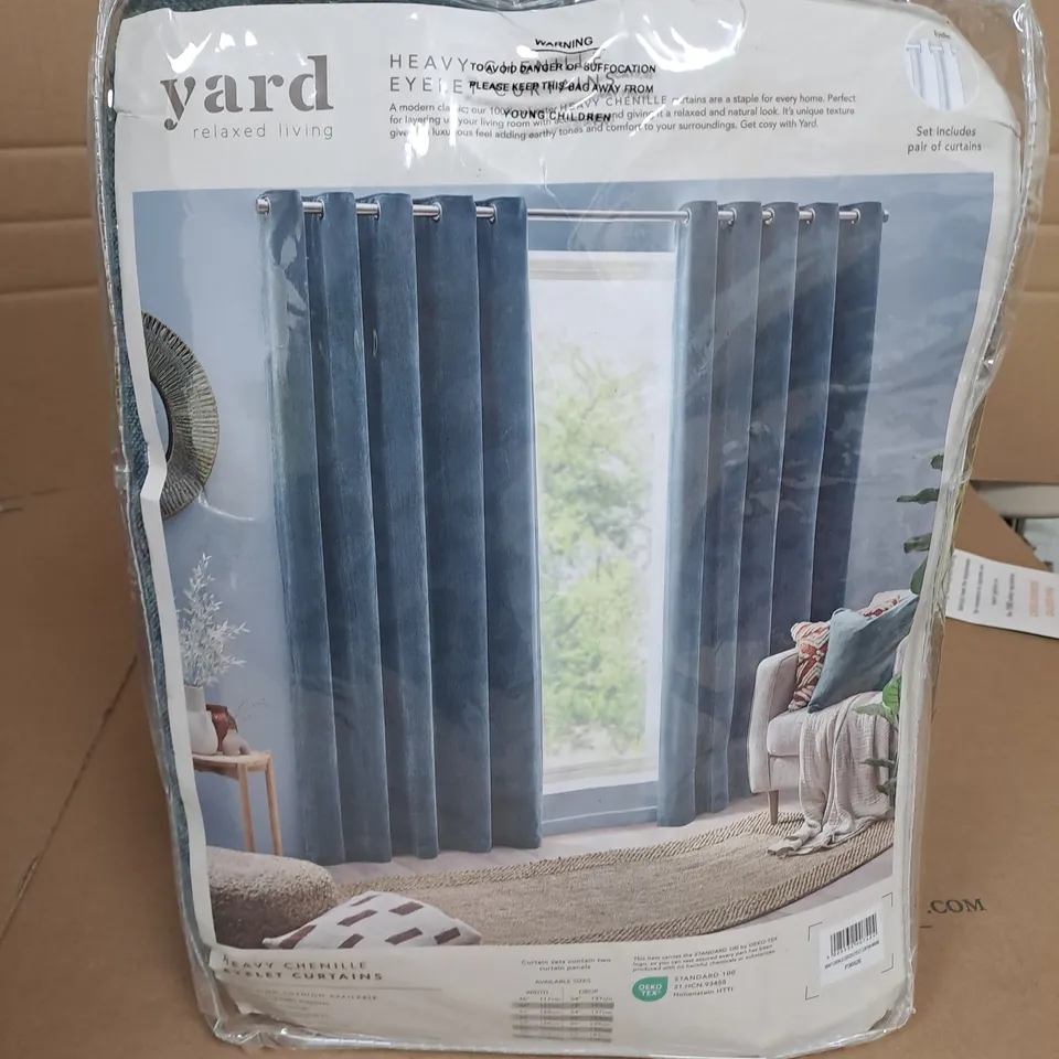 YARD HEAVY CHENILLE EYELET CURTAINS IN MARINE - W 90" / D 90"