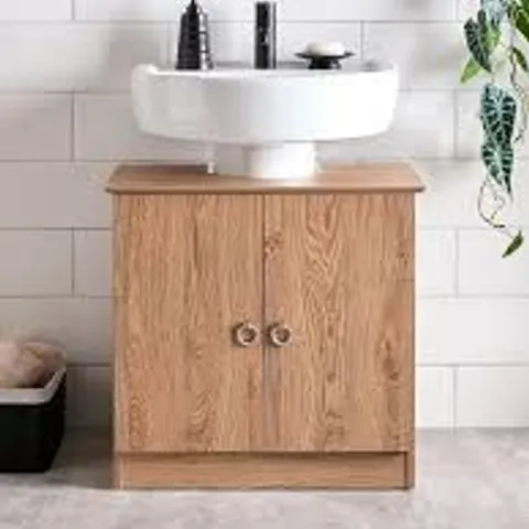 BOXED PINNOCK UNDER SINK BATHROOM CABINET IN OAK (1 BOX)