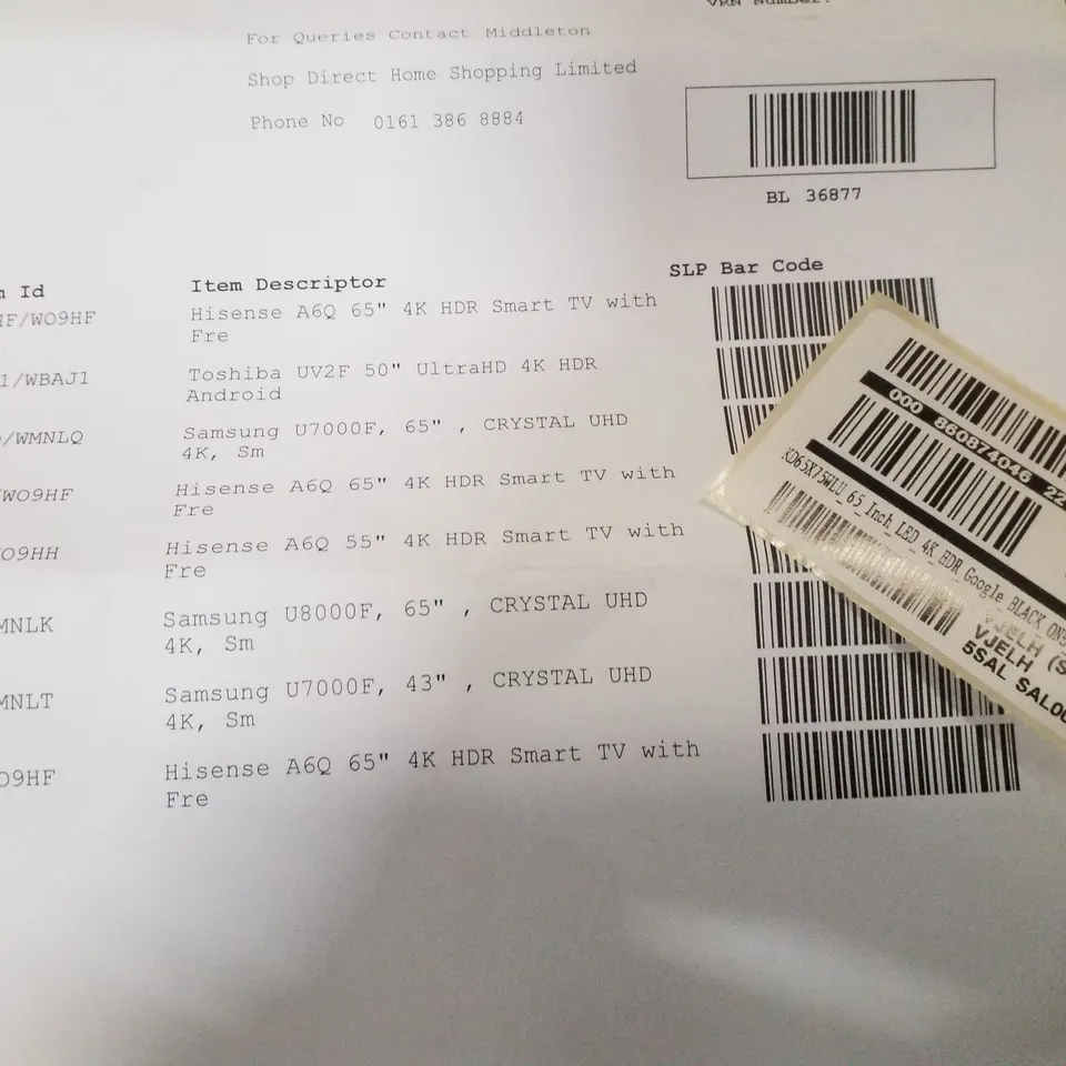 PALLET CONTAINING 9 DAMAGED TVS