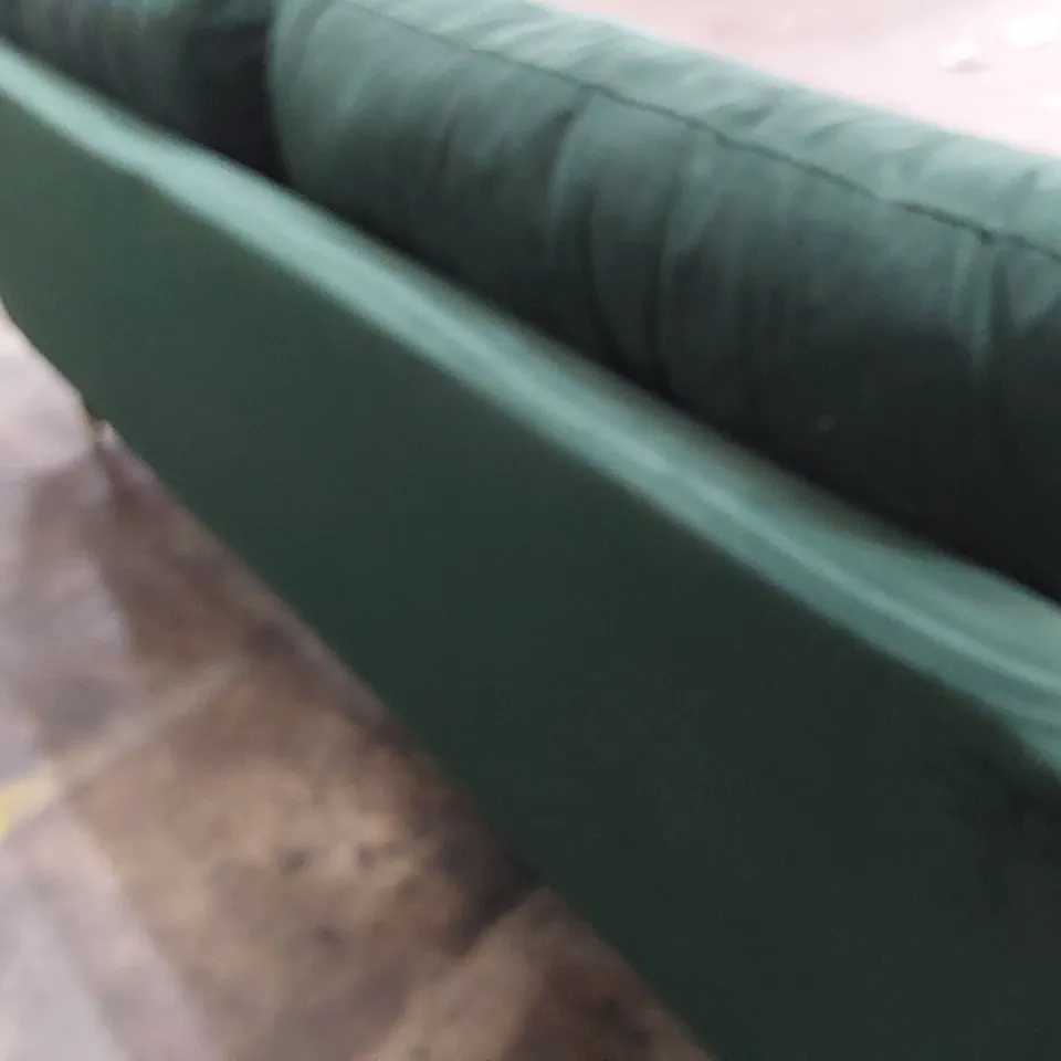 DESIGNER THREE SEATER SOFA GREEN PLUSH FABRIC 