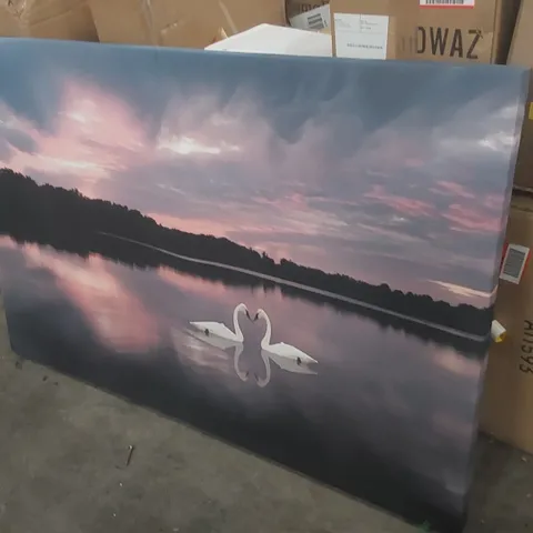 PERFECT SWAN WATERS LAKE WRAPPED CANVAS PRINT