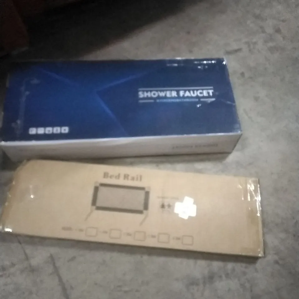 PALLET OF ASSORTED ITEMS INCLUDING- SHOWER FAUCET, BED RAIL 