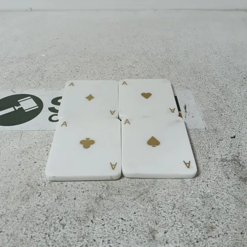 WHITE MARBLE PLAYING CARD ACE COASTERS