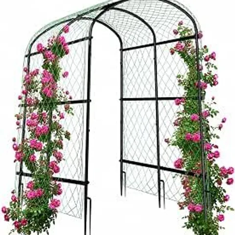 BOXED UNHO TALL GARDEN ARCH FOR CLIMBING PLANTS, METAL ROSE ARCH TRELLIS