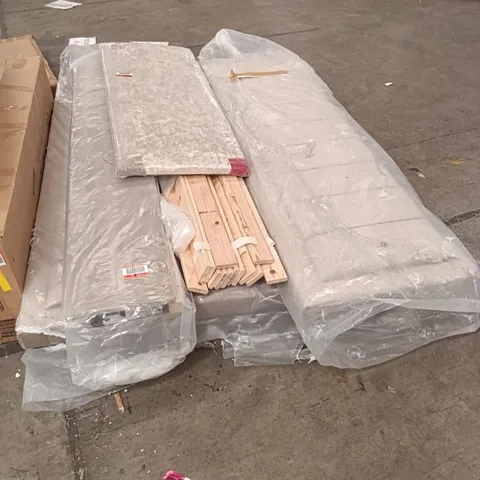 BED FRAME AND HEADBOARD (5 PARTS) - GREY 