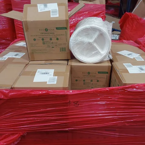 PALLET OF APPROXIMATELY 48 BOXES OF 200x 25.4CM (10" 3 COMPARTMENT) ROUND PULP MOLDED PLATES 