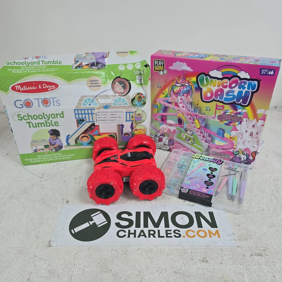 APPROXIMATELY 10 ASSORTED TOYS & GAMES PRODUCTS TO INCLUDE UNICORN DASH, BEAUTIFY ACCESSORIZE KIT, SCHOOLYARD TUMBLE, ETC