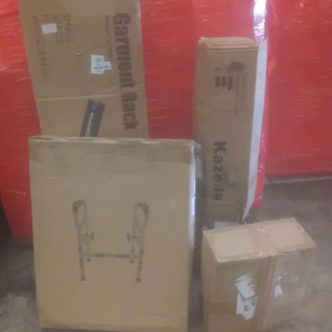 PALLET OF ASSORTED ITEMS INCLUDING GARMENT RACK, ARTIFICIAL PLANT, SHOE STORAGE BOX, BATH TRANSFER BENCH