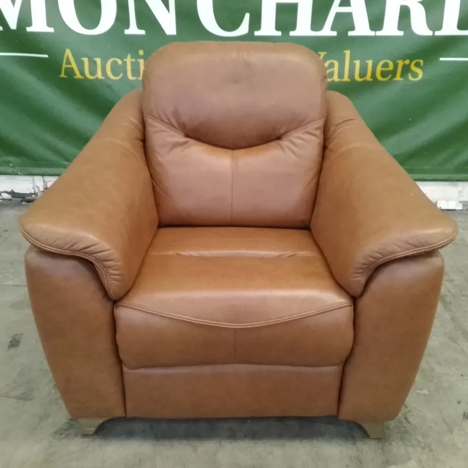 QUALITY DESIGNER G-PLAN JACKSON ELECTRIC RECLINER CHAIR - DALLAS TAN LEATHER