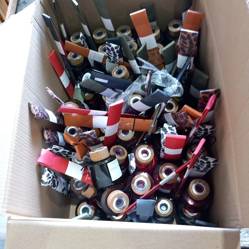APPRXIMATELY 60 ASSORTED BLENDED REED DIFFUSERS IN ASSOORTED FLAVOURS TO INCLUDE; BREATHE,AWAKEN AND RESTORE
