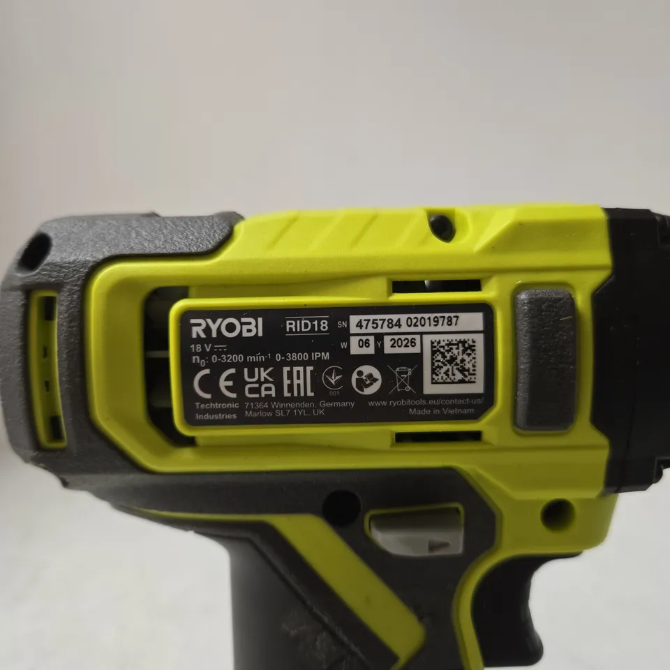 RYOBI 18V CORDLESS DRILL/DRIVER (RID18) – YELLOW & BLACK