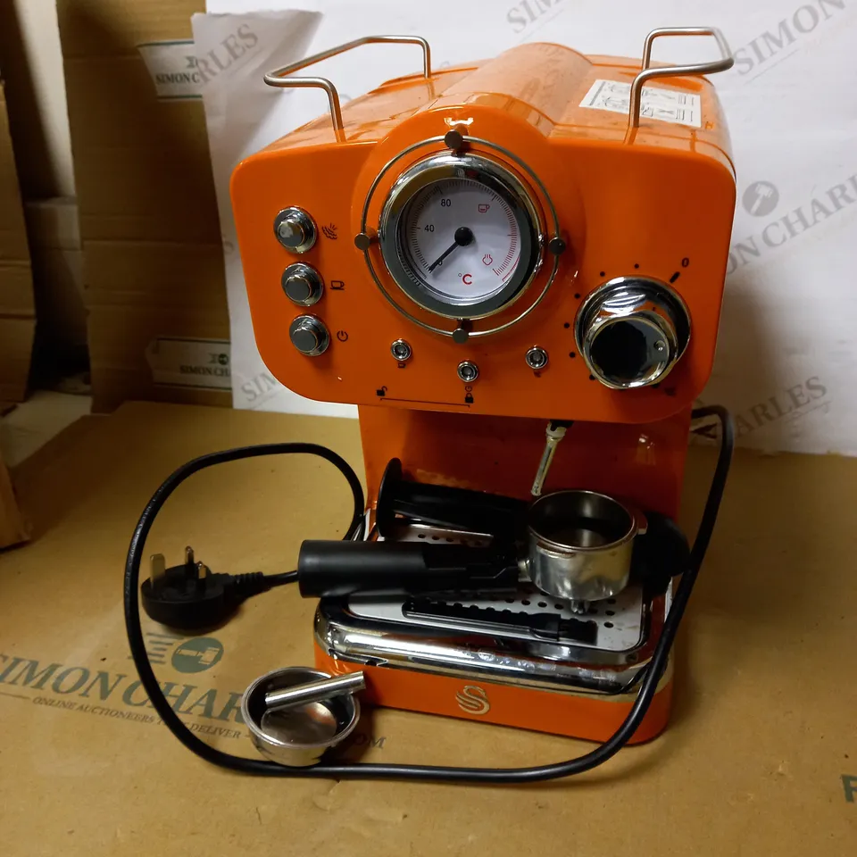 SWAN RETRO PUMP ESPRESSO COFFEE MACHINE - ORANGE