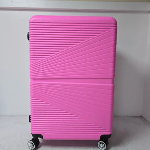 PINK HARD-SHELL CABIN SUITCASE WITH FOUR SPINNER WHEELS