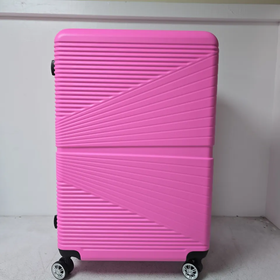 PINK HARD-SHELL CABIN SUITCASE WITH FOUR SPINNER WHEELS