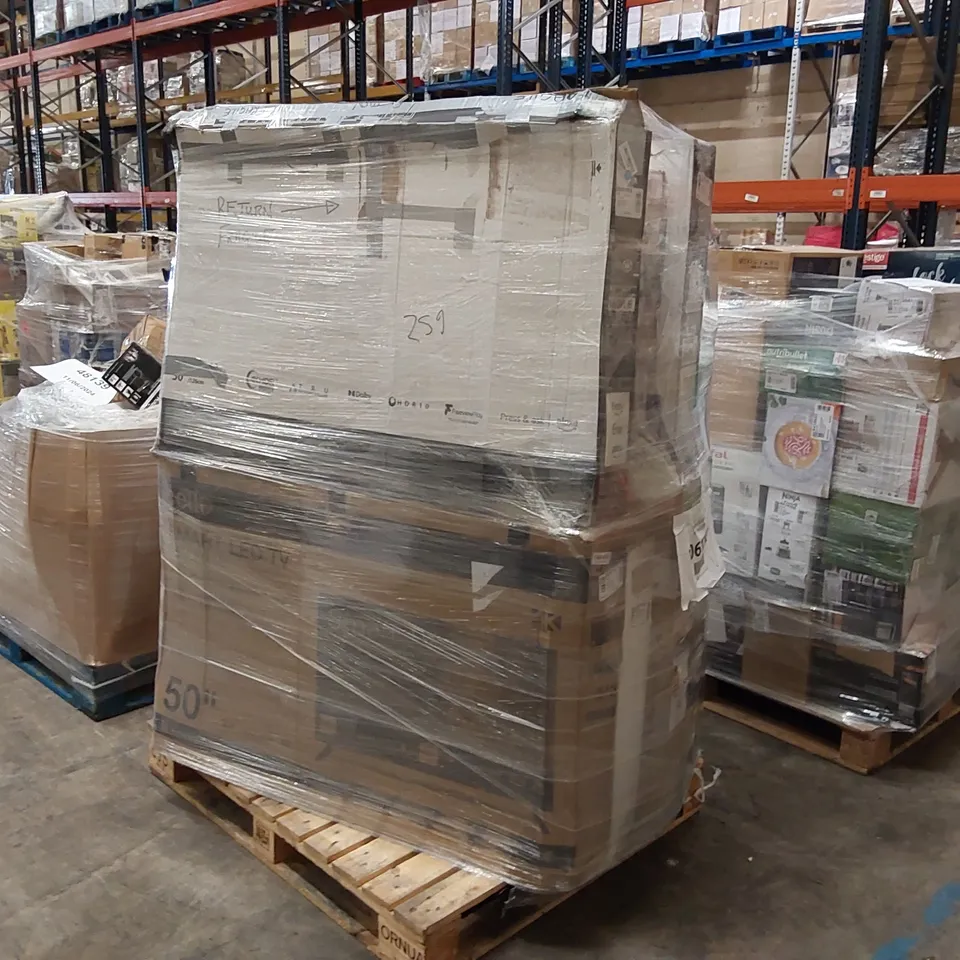 PALLET OF APPROXIMATELY 18 UNPROCESSED RAW RETURN TELEVISIONS TO INCLUDE;