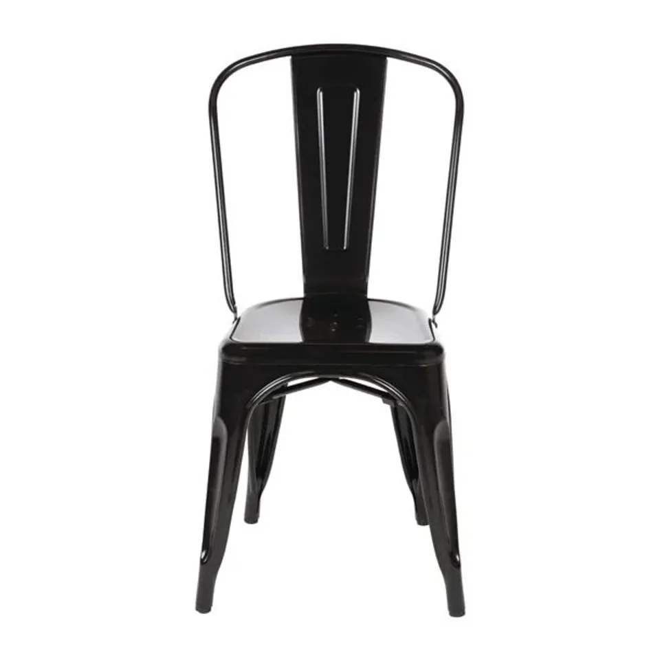 BOXED BOLERO BISTRO STEEL SIDE CHAIRS BLACK (4 PACK) (1 BOX)