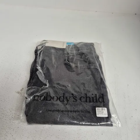 NOBODY'S CHILD BLACK DENIM JEANS SHORTS β TAPERED STRAIGHT LEG, UK 16S