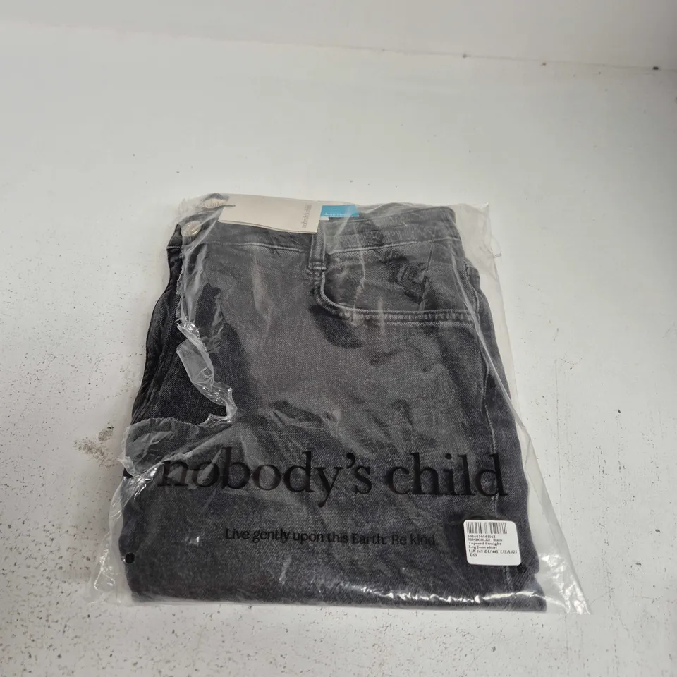 NOBODY'S CHILD BLACK DENIM JEANS SHORTS – TAPERED STRAIGHT LEG, UK 16S