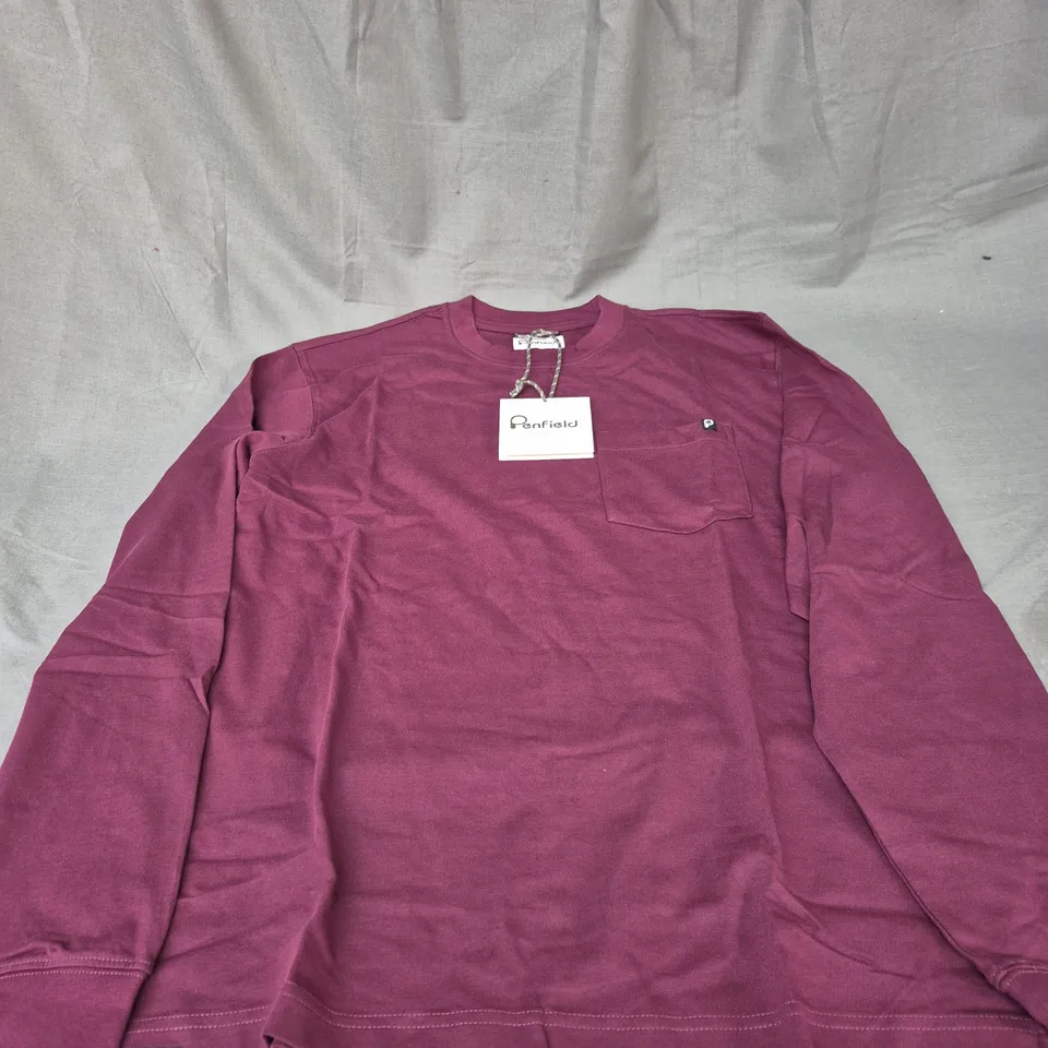 PENFIELD POCKET LONG SLEEVE TOP IN WINE TASTING SIZE M