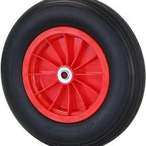 BOXED 14" 3.50-8 PLASTIC RIM WHEELBARROW REPLACEMENT PUNCTURE PROOF PU TYRE WHEEL