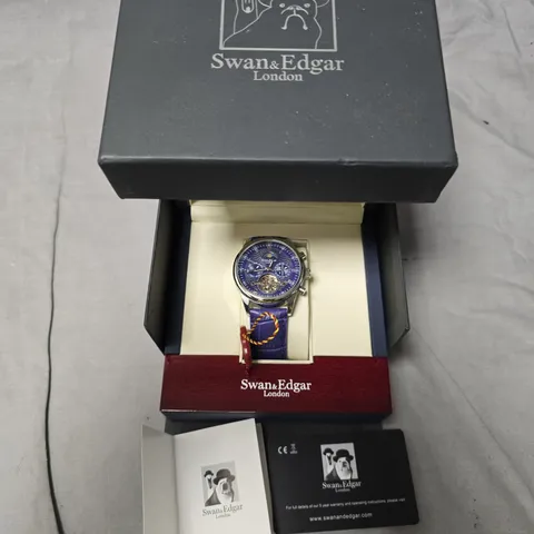 SWAN & EDGAR LONDON WRISTWATCH – BLUE STRAP, AUTOMATIC, BOXED