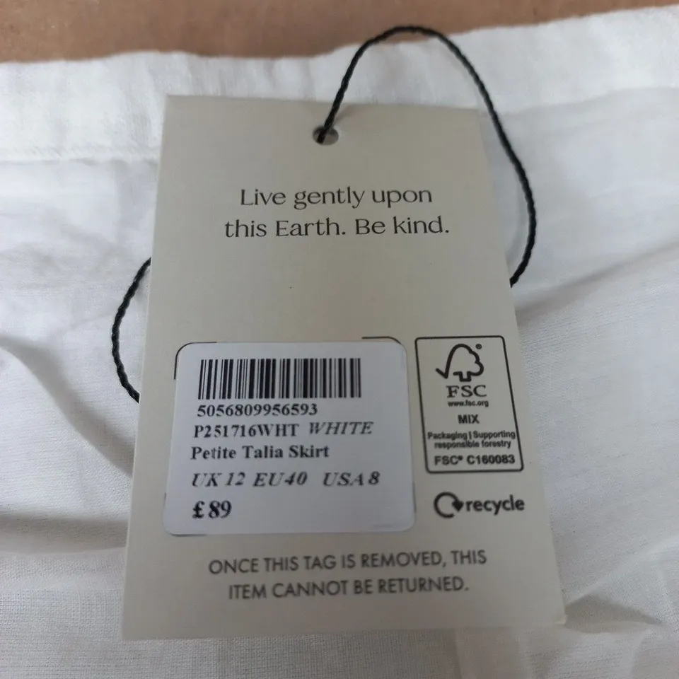 NOBODY'S CHILD PETITE TALIA SKIRT, WHITE – UK 12 (EU 40, US 8)