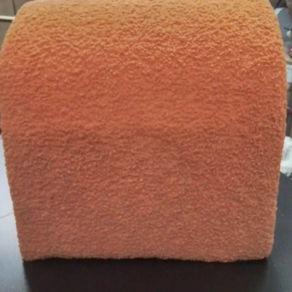 TEDDY FLEECE OTTOMAN 45CM ARCHED ORANGE FOOTSTOOL 