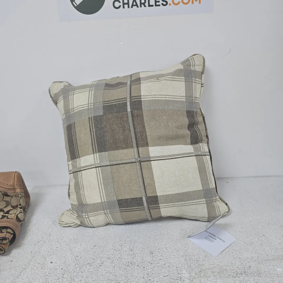 FUSION PLAID CUSHION PILLOW – BEIGE AND TAUPE CHECK