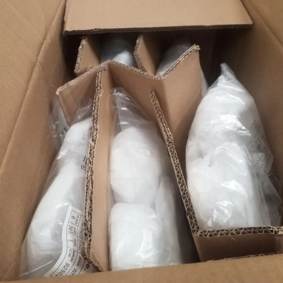 BOX CONTAINING APPROXIMATELY 6 PAIRS OF SIMPLY BE WHITE PHOEBE EX WIDE SANDALS - SIZE 7
