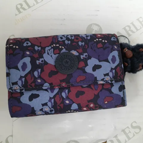KIPLING BLUE RED FLOWER PRINT PURSE