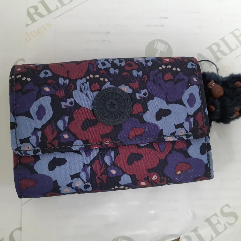 KIPLING BLUE RED FLOWER PRINT PURSE 