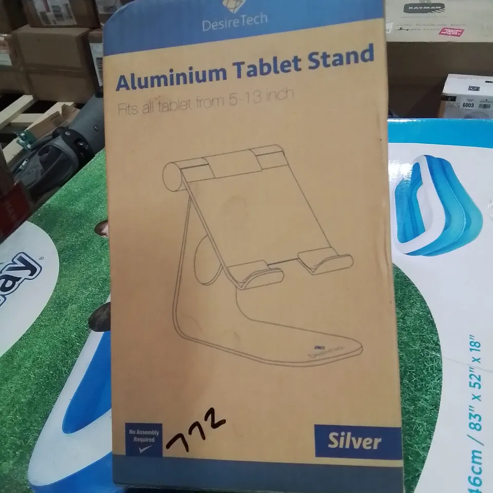 BOXED ALUMINIUM TABLET STAND.