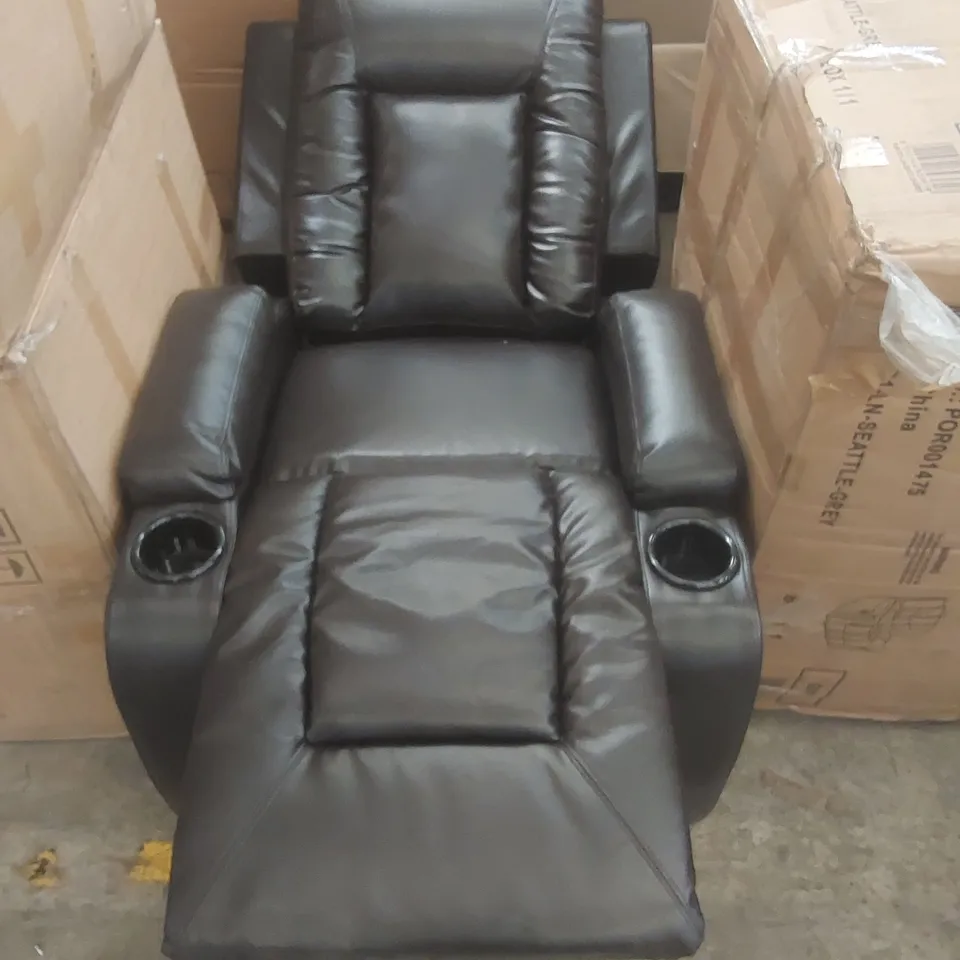 DESIGNER FAUX LEATHER UPHOLSTERED PUSH-BACK RECLINING ARMCHAIR 