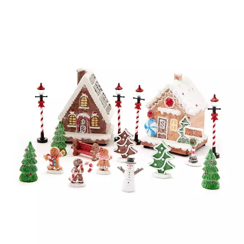 BOXED 17 PIECE CHRISTMAS CANDY SCENE DECORATION 