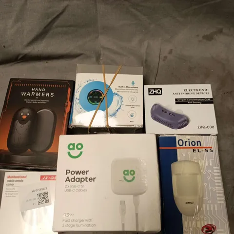 APPROXIMATELY 10 ASSORTED ELECTRICAL PRODUCTS TO INCLUDE WIRELESS SPEAKER, HAND WARMERS, POWER ADAPTER ETC 