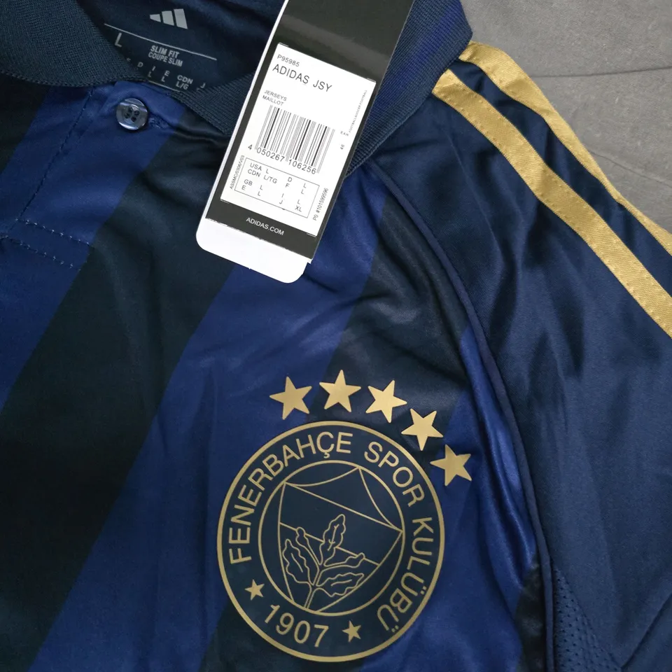 ADIDAS FENERBAHÇE SK FOOTBALL JERSEY, BLUE STRIPED, SIZE L, OTOKOC SPONSOR, NUMBER 10