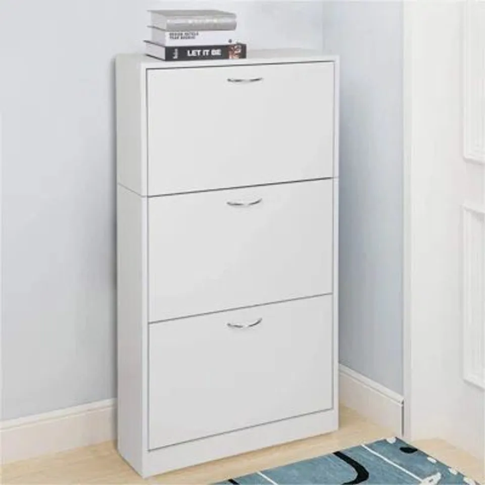 BOXED 18 PAIR FLIP DOWN SHOE STORAGE CABINET (1 BOX)