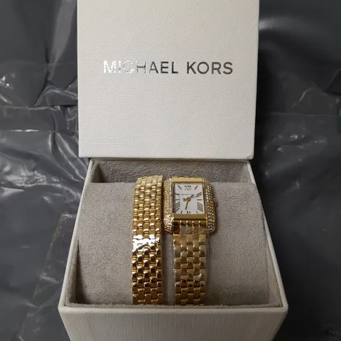 MICHAEL KORS EMERY THREE-HAND GOLD-TONE STAINLESS STEEL WATCH